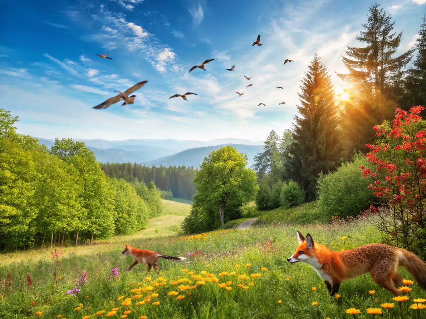 A photograph showcasing a well-maintained game habitat with diverse plant life and healthy wildlife, illustrating GCG's commitment to game development.